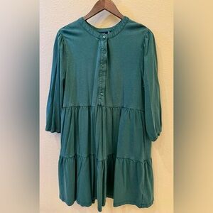 Green Gap tiered Henley jersey dress